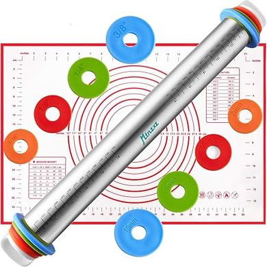 Rolling Pin and Non-Stick Baking Mat Set