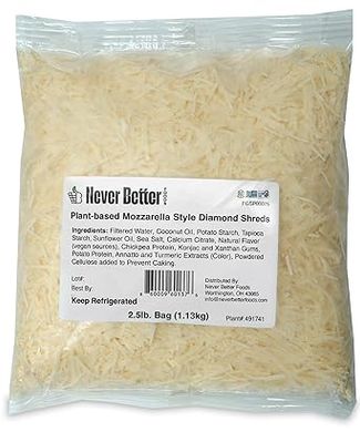 Vegan Mozzarella Cheese Shreds: Dairy-Free, Melts Perfectly, 2.5 LB Bag 
