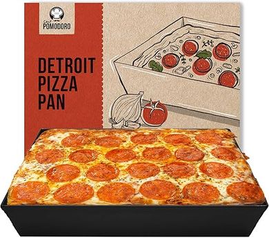 Chef Pomodoro Detroit Style Pizza Pan: 14" x 10" Hard Anodized Aluminum Deep Dish 
