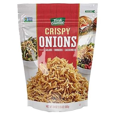 Fresh Gourmet Crispy Onions: Low-Carb Crunchy Snack & Salad Topper (24 oz) 
