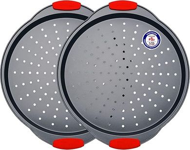 Bakken Carbon Steel Pizza Tray with Silicone Handles 
