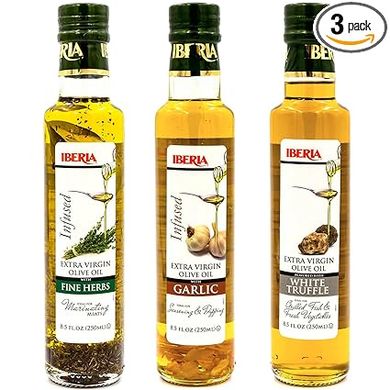 Iberia Infused Extra Virgin Olive Oil Trio: White Truffle, Garlic, Fine Herbs 
