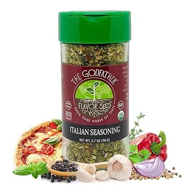 Godfather Organic Italian Seasoning: Mediterranean Herbs & Spices for Pasta, Sauces, Pizza, Meat & Veggies (Non-GMO, Kosher, Vegan, Gluten-Free) 
