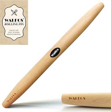 WALFOS French Beech Wood Rolling Pin for Baking