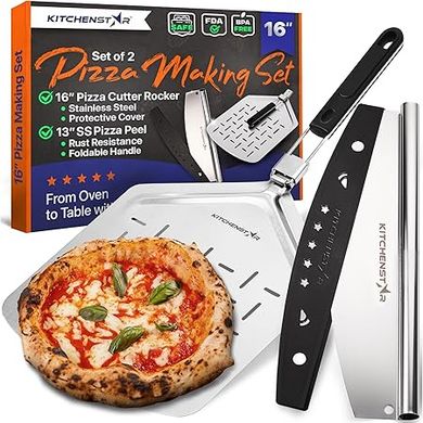 Pizza Making Kit: 16" Cutter & 13" Peel (Set of 2) 
