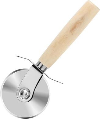 DASZERX Pizza Cutter:  Stainless steel, classic design with wooden handle and finger guard.
