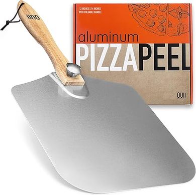 Aluminum Pizza Peel with Foldable Wood Handle - 12 x 14 Inch 
