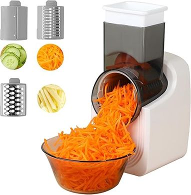 3-in-1 Electric Food Processor: Slices, Shreds, Grates (Stainless Steel)
