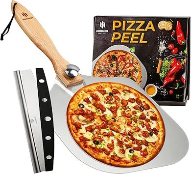 Premium Aluminum Pizza Peel with Cutter & Foldable Handle 
