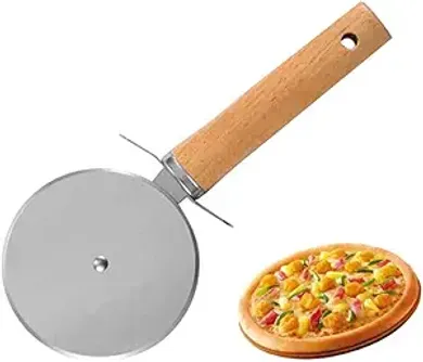 Stainless Steel Pizza Cutter Wheel with Wooden Handle
