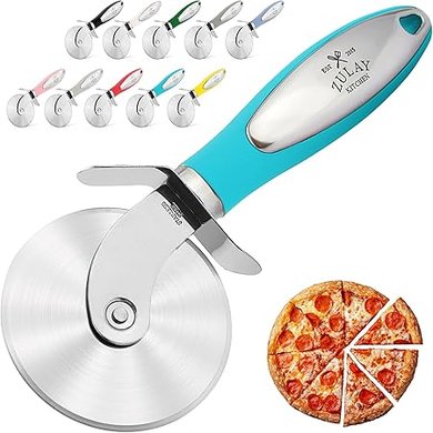 Zulay Kitchen Premium Pizza Cutter: Sharp, Durable, Easy-Clean Stainless Steel Wheel (Teal)