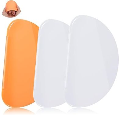 Silicone Dough & Bowl Scraper Set (3-Piece, White & Orange)
