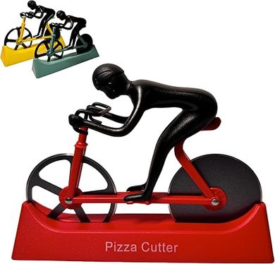 Bike Pizza Cutter,Bicycle Pizza Slicer,Stainless Steel Pizza Cutter Wheels with Stand,Unique Kitchen Gadget,Gifts for Cyclists Men,Cool Men’s Gift