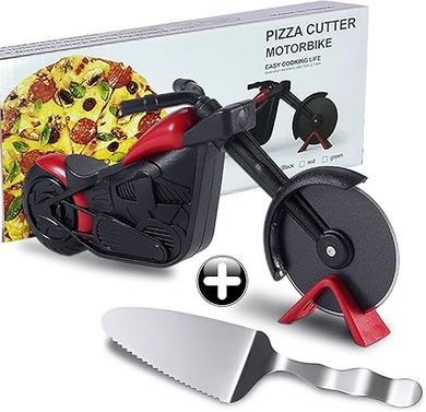 Sharp, Ergonomic Stainless Steel Motorcycle Pizza Cutter – Perfect Christmas Gift
