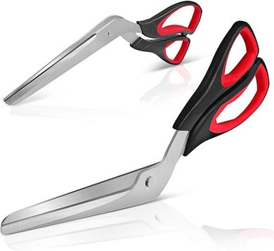 Ergonomic Pizza Scissors: Sharp Stainless Steel Blade, Detachable, Black & Red
