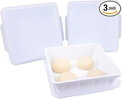 Stackable Pizza Dough Box (3-pack, Large, 12x12", 4 Dough Balls, Dishwasher Safe)
