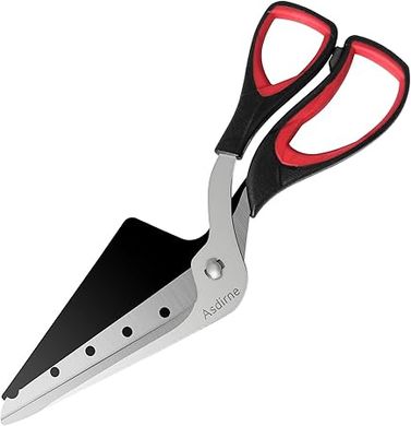 Pizza Scissors, Pizza Cutter, Ultra Sharp Detachable Blade with a Tray, Ergonomic Soft TPR Grip, 10.3Inch, Black&Red