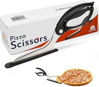 Loftern 5-in-1 Pizza Scissors:  Non-stick, stainless steel, firm grip, mess-free slicing & serving.
