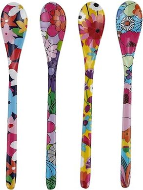 French Bull Melamine 4-Piece Garden Floral Dessert Spoon Set
