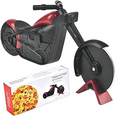 Red Stainless Steel Motorcycle Pizza Cutter Wheel
