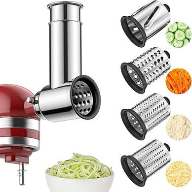 HOZODO KitchenAid Stainless Steel Slicer & Shredder Attachment with 4 Blades
