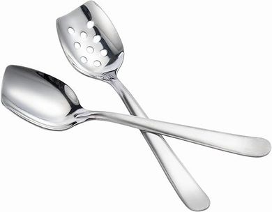 IMEEA 8" Stainless Steel Slotted Serving Spoons (Set of 2)
