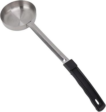 6oz Black Stainless Steel Pizza Spread Ladle with Rubber Handle
