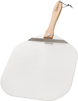 Chef Pomodoro Aluminum Pizza Peel: Foldable wood handle, 16x14 inch.
