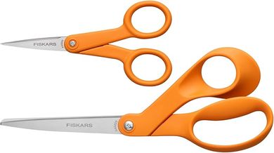 Fiskars Orange Handled Scissors Set: 5" Micro-Tip & 8" Stainless Steel
