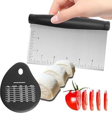 6-Inch Stainless Steel Dough Scraper & Chopper: Multi-purpose kitchen tool with measuring markings.
