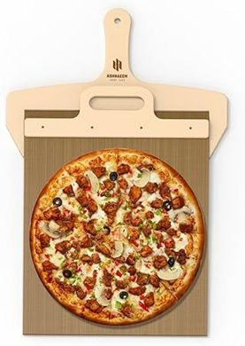 Premium Wooden Handle Pizza Peel: Large Non-Stick Slider for Indoor/Outdoor Ovens
