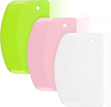 SURDOCA Pastry & Dough Scraper Set (Green, Pink, White)
