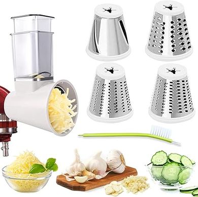 KitchenAid Cheese Slicer & Shredder Attachment: 4-Blade Vegetable Chopper & Grater (Dishwasher Safe)
