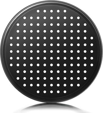 12-Inch Perforated Nonstick Pizza Pan: Oven-Safe Carbon Steel Bakeware
