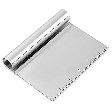 Multi-Purpose Stainless Steel Dough Cutter & Scraper with Measuring Scale
