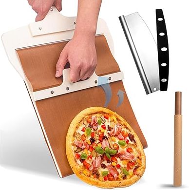 12-Inch Wooden Pizza Peel with Cutter & Detachable Handle
