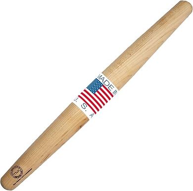 Top Notch Sugar Maple Rolling Pin: Tapered, Solid Wood, Made in USA.
