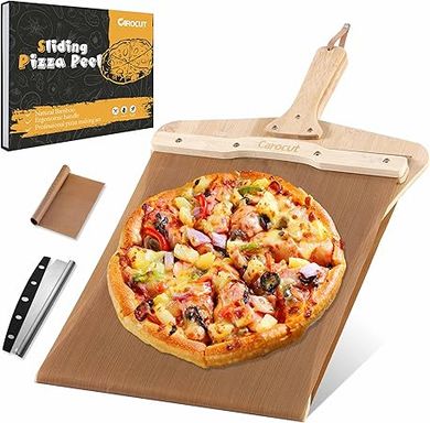 Multi-Use Pizza Peel & Cutter Set with Bamboo Handle (22"x13")
