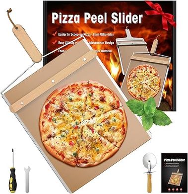 Easy-Slide 22"x13" Pizza Peel with Detachable Handle & Cutter
