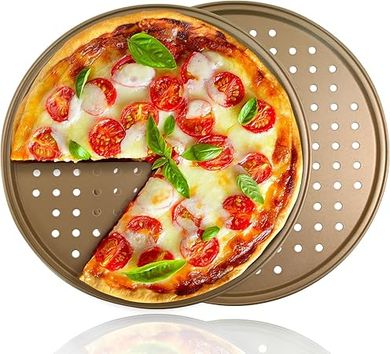 Non-stick carbon steel pizza pan (2-pack, 12.6-inch, oven-safe, dishwasher-safe)
