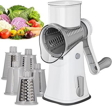 Ourokhome 5-in-1 Rotary Grater & Slicer:  Shred cheese, veggies, nuts, & more.
