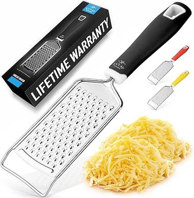 Zulay Kitchen Professional Cheese Grater: Durable, rust-proof stainless steel grater with handle for cheese, chocolate, spices, and more.
