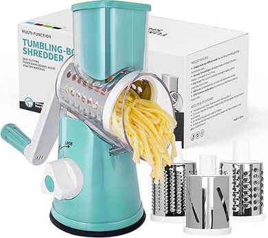 X Home 3-Blade Rotary Grater & Slicer with Suction Base
