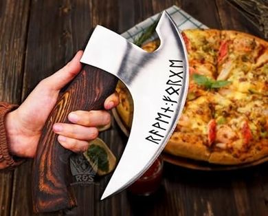 Hand-Forged Viking Pizza Axe: Custom-Made,  Perfect Gift for Him
