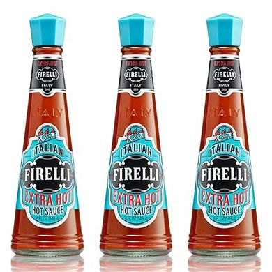 Firelli Extra Hot Italian Hot Sauce: Gluten-free, keto-friendly, Calabrian chili pepper heat for pizza & wings. (3-pack)
