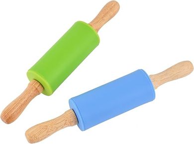 Mini Silicone Rolling Pins for Kids: Non-stick, 9-inch, 2-pack
