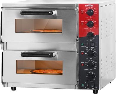 Commercial Double-Deck Electric Pizza Oven (16", 120V) with Pizza Stone
