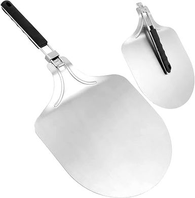 Foldable Pizza Peel & Paddle: 14x12" Stainless Steel with Plastic Handle
