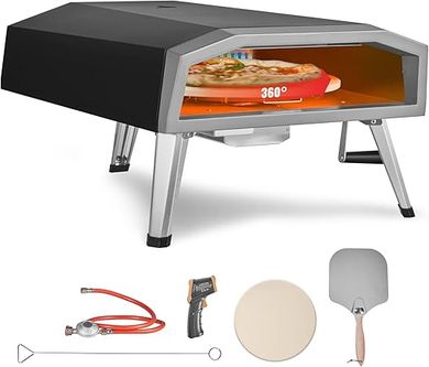 VEVOR 16" Propane Pizza Oven:  Portable, auto-rotating stone, includes accessories (peel, thermometer), CSA certified.
