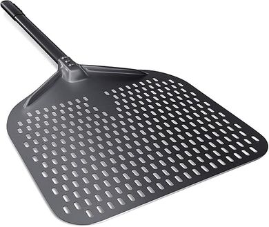 Perforated Pizza Peel, 14" x 16" Professional Anodized Aluminum Pizza Turning Peel, Commercial Pizza Paddle, 34 Inch Overall